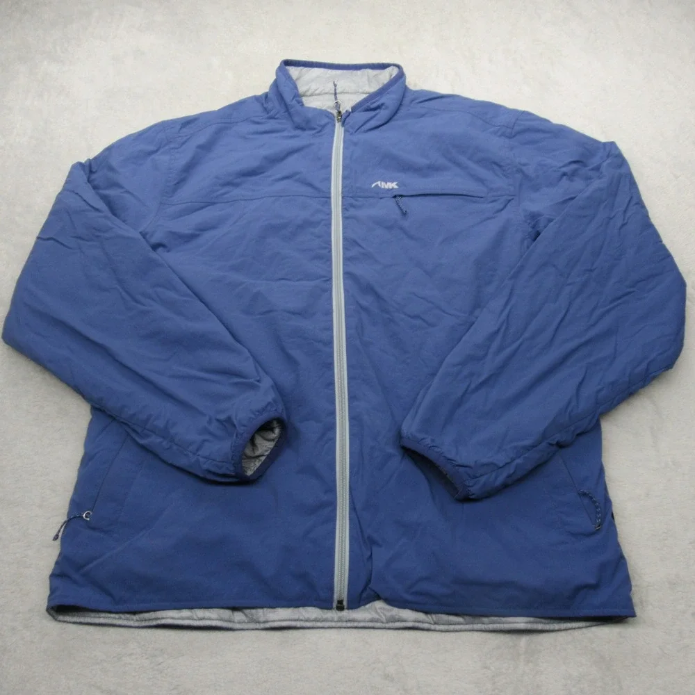 Mountain Khakis Jacket Mens Large Blue Insulated Reversible Water Resistant Logo